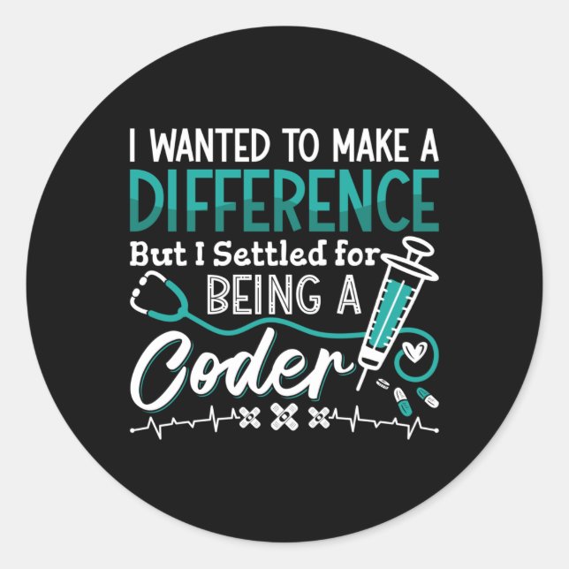 Pegatina Redonda Medical Coder Being A Coder ICD Coding Programmer (Anverso)