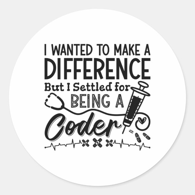 Pegatina Redonda Medical Coder Being A Coder ICD Programmer Coding (Anverso)