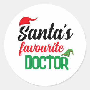 Pegatina Redonda Médicas favoritos de Santa Navidades gorra elf