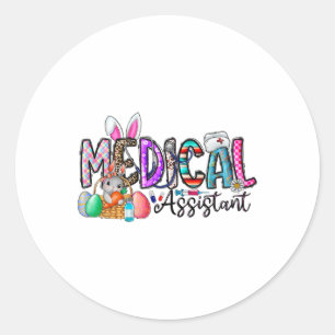 Pegatina Redonda Medicina Retro Istant Bunny Eggs Enfermería Pascua