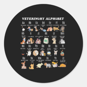 Pegatina Redonda Medicina Veterinaria Alphabet Vet Enfermera Estudi