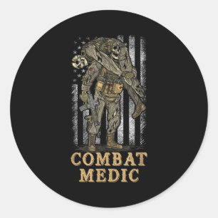 Pegatina Redonda Médico de combate 68w veterano Doc