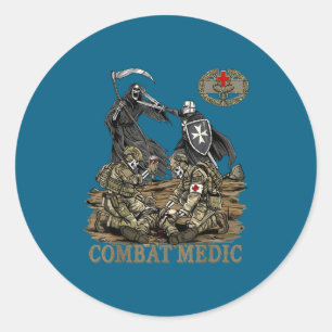 Pegatina Redonda Médico de combate 68w veterano médico