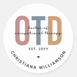 Pegatina Redonda Médico de Terapia Ocupacional Personalizada