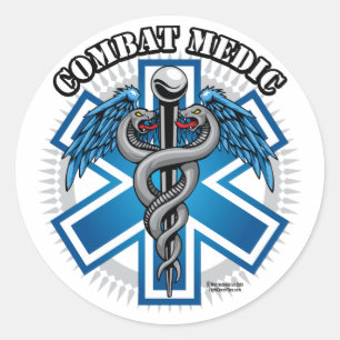 Pegatina Redonda Médico del combate