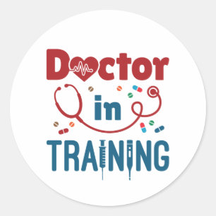 Pegatina Redonda Médico En Entrenamiento Futuro Doctor