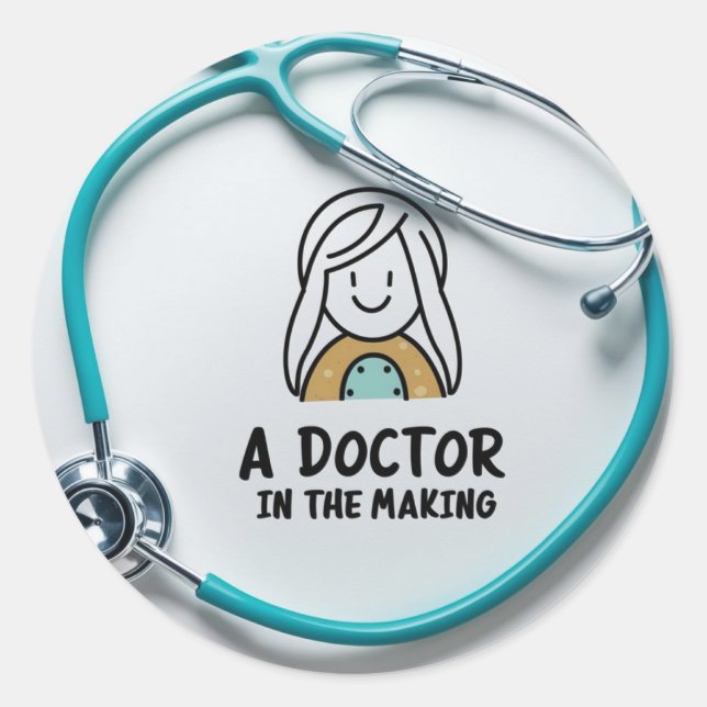 Pegatina Redonda Médico en formación (Anverso)