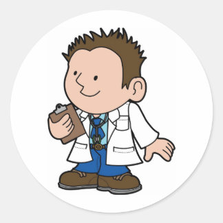 Pegatina Redonda médico masculino de carácter lindo