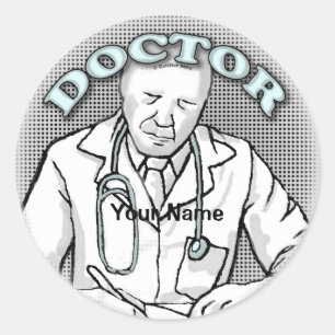 Pegatina Redonda Médico retro