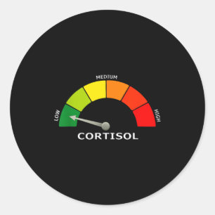 Pegatina Redonda Medidor de cortisol bajo divertido biología psicol