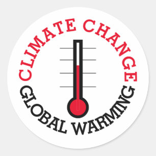 Pegatina Redonda Medidor de temperatura del calentamiento global
