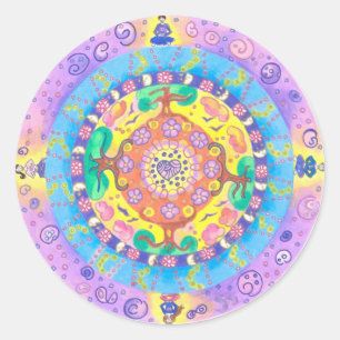 Pegatina Redonda Medilludesign - Meditación de Mandala