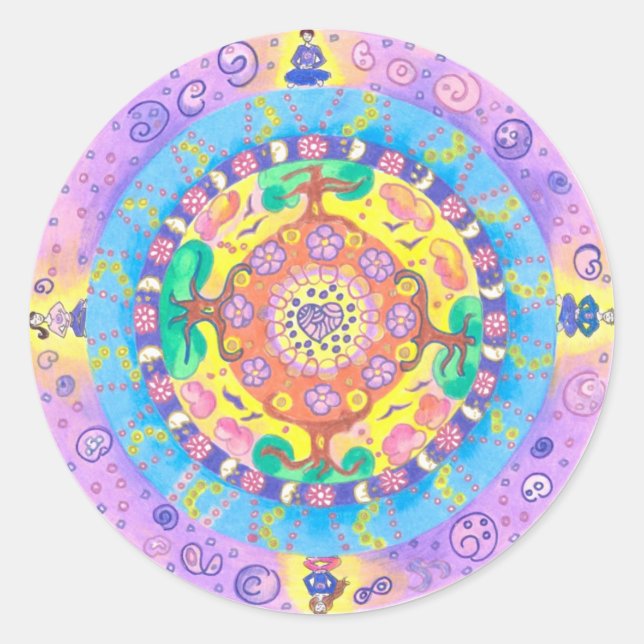 Pegatina Redonda Medilludesign - Meditación de Mandala (Anverso)