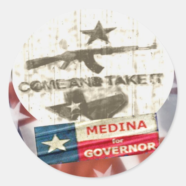 Pegatina Redonda Medina Para Gobernador (Anverso)