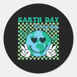 Pegatina Redonda Medio ambiente diario en la Tierra Niños Chicas Té