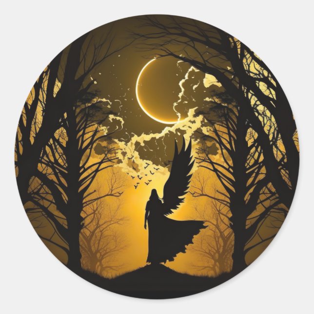 Pegatina Redonda Medio ángel (Anverso)