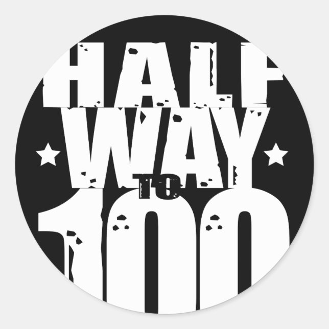 Pegatina Redonda Medio camino a 100 divertidos cumpleaños número 50 (Anverso)