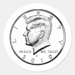 PEGATINA REDONDA MEDIO DÓLAR DE KENNED