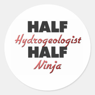 Pegatina Redonda Medio Hidrogeólogo Half Ninja