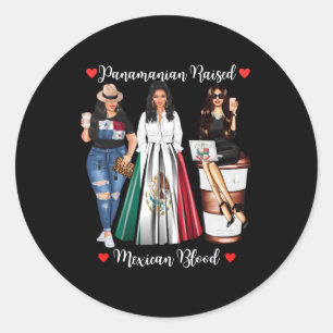 Pegatina Redonda Medio Mexicano Medio Panaiano Criado En Bandera De