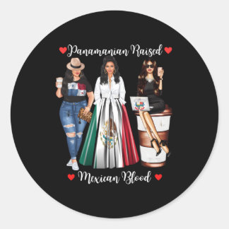 Pegatina Redonda Medio Mexicano Medio Panaiano Criado En Bandera De