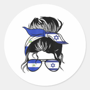 Pegatina Redonda Medio Nicaragüense Medio Israelí Mezcla Nicaragua