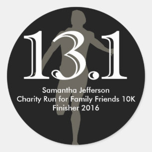 Pegatina Redonda Medio recuerdo personalizado del maratón del