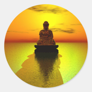 Pegatina Redonda Meditación de oro 3
