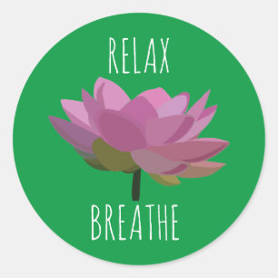 Pegatina Redonda Meditación de Yoga de Flor de Loto