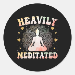 Pegatina Redonda Meditación de Yoga Yogi - Yoga Zen Muy Meditado