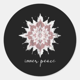 Pegatina Redonda Meditación Esotérica Flor de Loto Yoga de Paz Inte