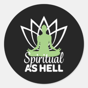 Pegatina Redonda Meditación Espiritual Como El Infierno Yoga Namast