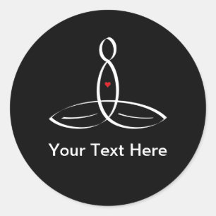 Pegatina Redonda Meditación estilizada con texto de personalizable