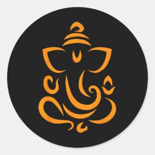 Pegatina Redonda Meditación hindú Deepavali Diwali Yoga Rangoli Gan
