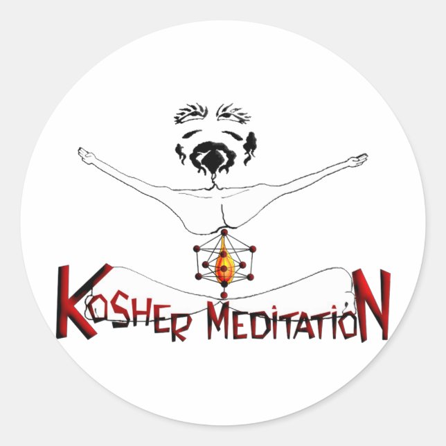 Pegatina Redonda Meditación kosher (Anverso)