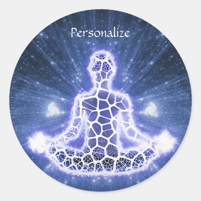 Pegatina Redonda Meditación metafísica mística personalizada (Anverso)