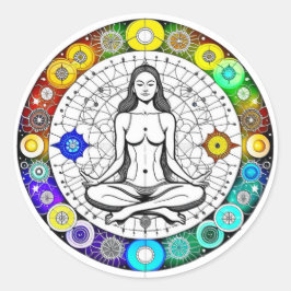 Pegatina Redonda Meditación pacífica tranquila y serena