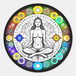 Pegatina Redonda Meditación pacífica tranquila y serena