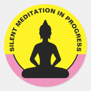 Pegatina Redonda Meditación SILENCIOSA en progreso y atención bud