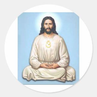 Pegatina Redonda Meditar a Jesús con Om