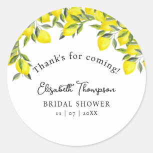 Pegatina Redonda Mediterranean Yellow Lemon Bridal shower