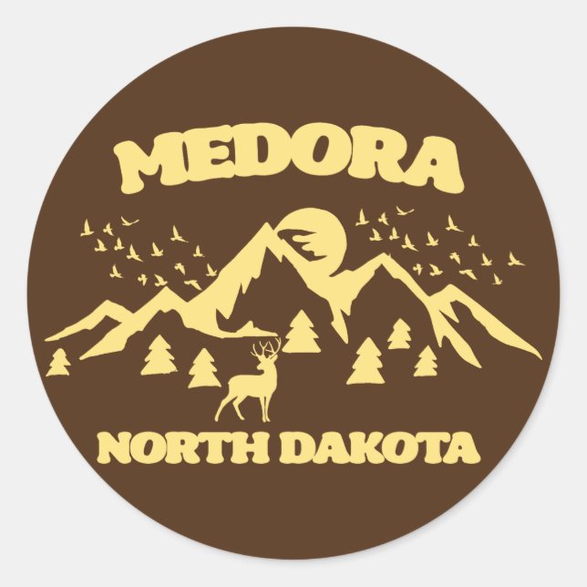 Pegatina Redonda Medora, Dakota del Norte (Anverso)