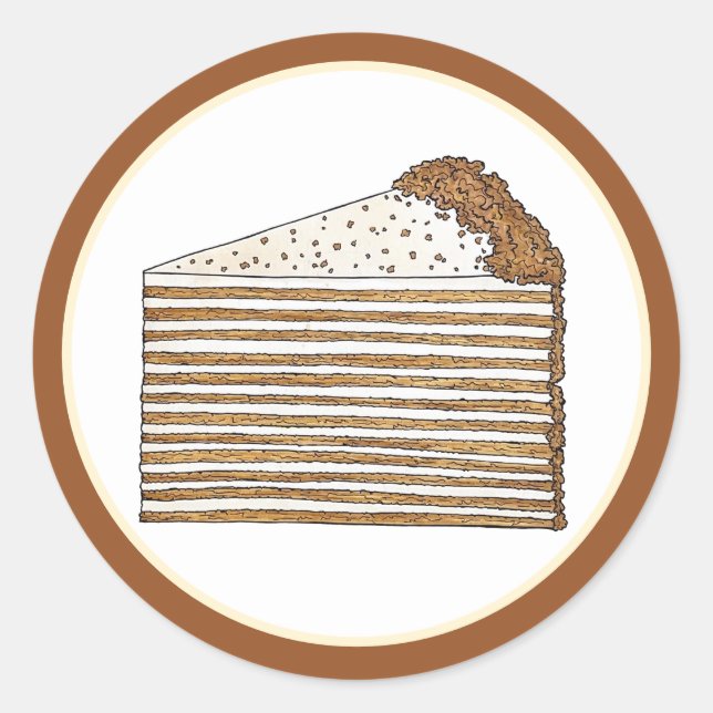 Pegatina Redonda Medovik Medivnyk Comida ucraniana de pasteles de m (Anverso)