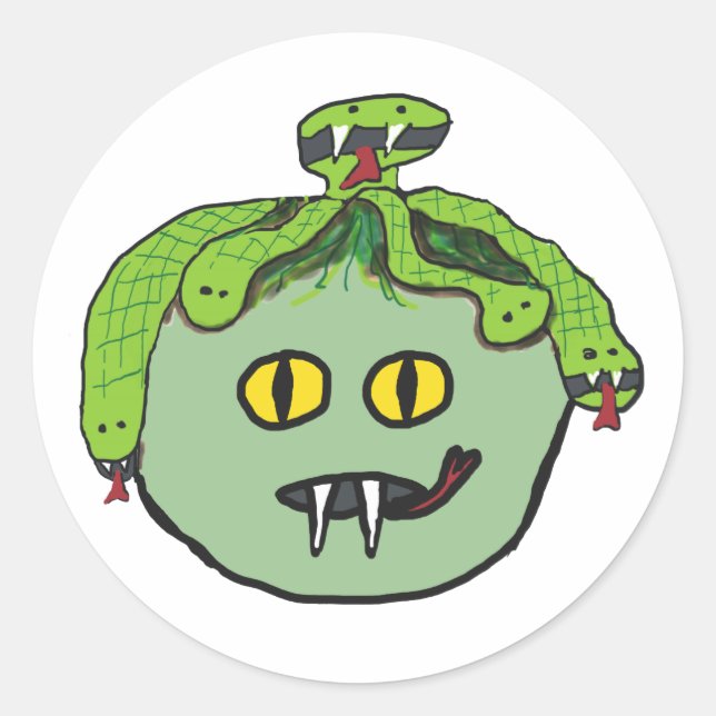 Pegatina Redonda Medusa (Anverso)