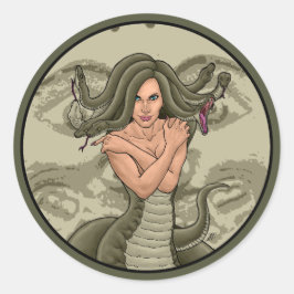Pegatina Redonda Medusa