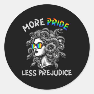 Pegatina Redonda Medusa Arcoíris Más Orgullo Menos Prejuicio Lgbtq+