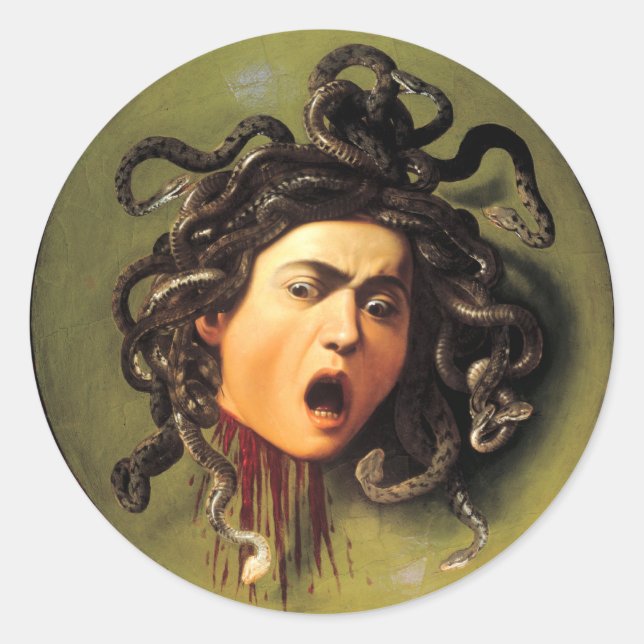 Pegatina Redonda Medusa, Caravaggio (Anverso)