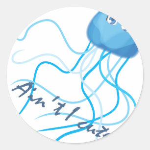 Pegatina Redonda medusa de caja: ¿No es lindo?