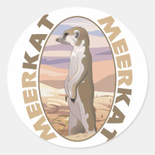 Pegatina Redonda Meerkat