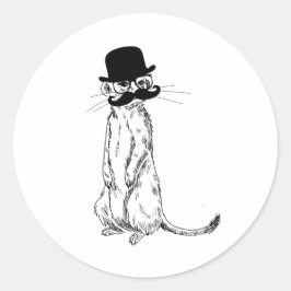 Pegatina Redonda Meerkat bajo cubierta